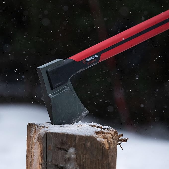INTERTOOL Wood Splitting Axe for Firewood Logs 28” - Maul Ax Splits Medium to Large Rounds with Composite Shock Absorbing Non-Slip Handle - Carry Sheath - HT08-0298
