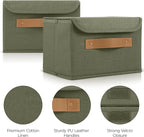 Decorative Linen Storage Boxes with Lids - Spacious Set of 2 Organizer Bins for Your Home Decor - The Perfect Small Container to Safely Store Photos, Documents and Memory Box Keepsakes in Style