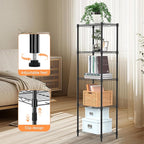 M MZG 5 Tiers Shelf Metal Storage Shelves Wire Rack Closet Organizers with Wheel for Garage Kitchen Bathroom Laundry Black 11.8" D x 17.7" W x 55" H