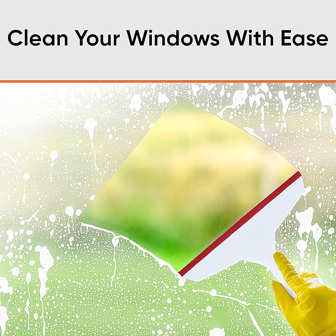 Superio 6” Window Squeegee with Grip Handle and Hanging Hook. (Red)