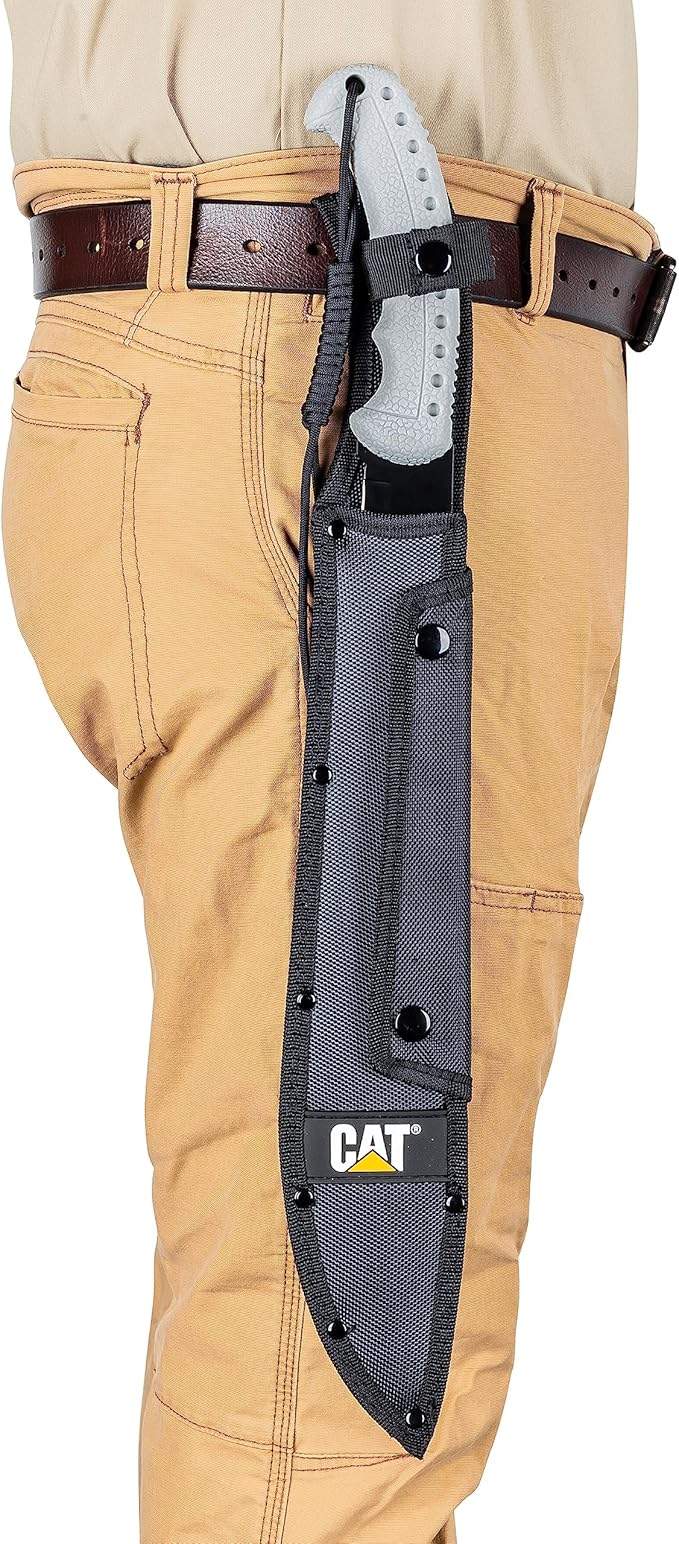 CAT Latin 21-Inch Machete with Shoulder Strap Sheath, Blade Knife with Ergonomic Comfort Tool Handle, Cut, Chop, Clear Brush, Garden, Outdoors, Camping - 980409ECT Black