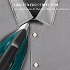 Rowenta Iron for Clothes, High Pressure Steamer Iron with Boiler System, 400 Steam Holes, Vertical Steaming, 37oz Tank, Stainless Steel Soleplate, Auto-Off 1800 watts, Black Green, DG7626