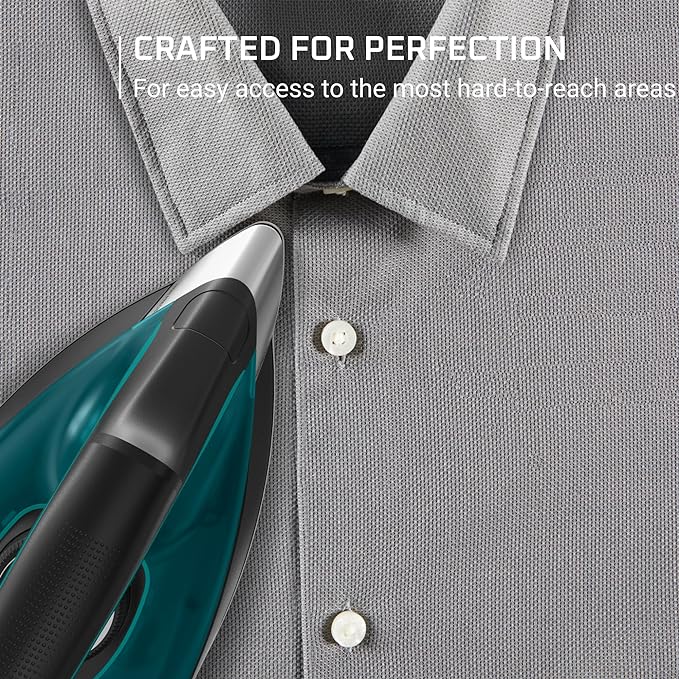 Rowenta Iron for Clothes, High Pressure Steamer Iron with Boiler System, 400 Steam Holes, Vertical Steaming, 37oz Tank, Stainless Steel Soleplate, Auto-Off 1800 watts, Black Green, DG7626