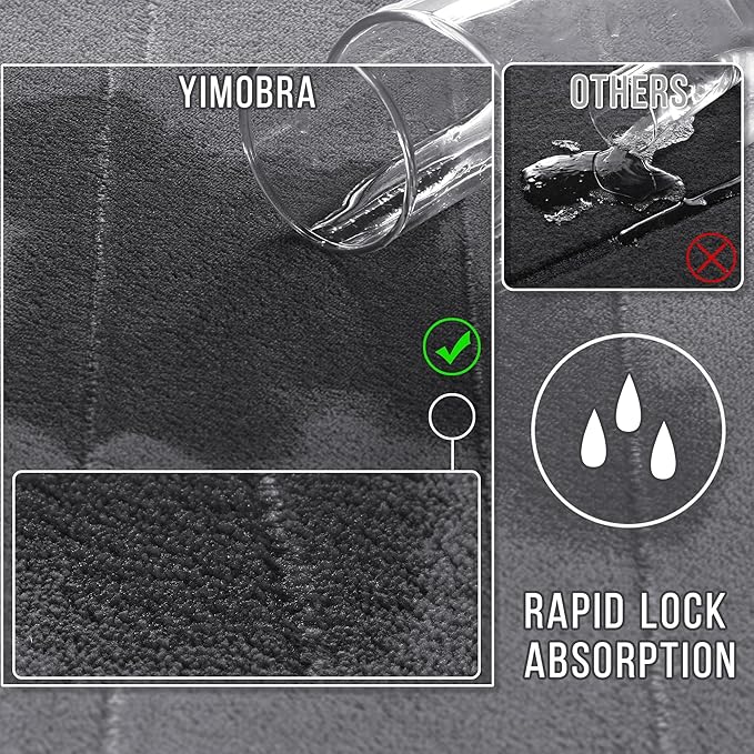 Yimobra Bathroom Runner 55"x24", Non Slip Memory Foam Bath Mat, Super Soft Water Absorbent Hallway Carpet, Machine Washable Rug for Vanity Tub Shower, Dark Gray