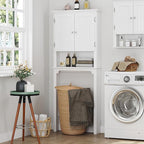 UTEX Over The Toilet Storage Cabinet, Over Toilet Bathroom Organizer with Adjustable Shelves and Double Doors, White