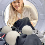 Heritage Park Wool Dryer Balls - 100% New Zealand Wool Handmade, Reusable Dryer Balls for Laundry - Decrease Drying Time - Set of 6 with Storage Bag