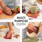 SUPERSCANDI 6 Pack Swedish Dishcloths for Kitchen - 100% Biodegradable & Compostable Reusable Paper Towels Washable, Food-Safe & Without Plastic - Dish Rags Suitable for Any Surface, Red