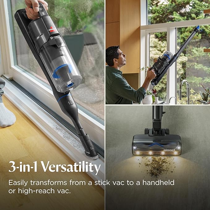Bissell PowerClean FurGuard 280W Self-Standing Cordless Vacuum w/Self-Cleaning Brush Roll, Strong Suction, Removeable Battery, Wall Mount, Upholstery Tool & Bright Headlights