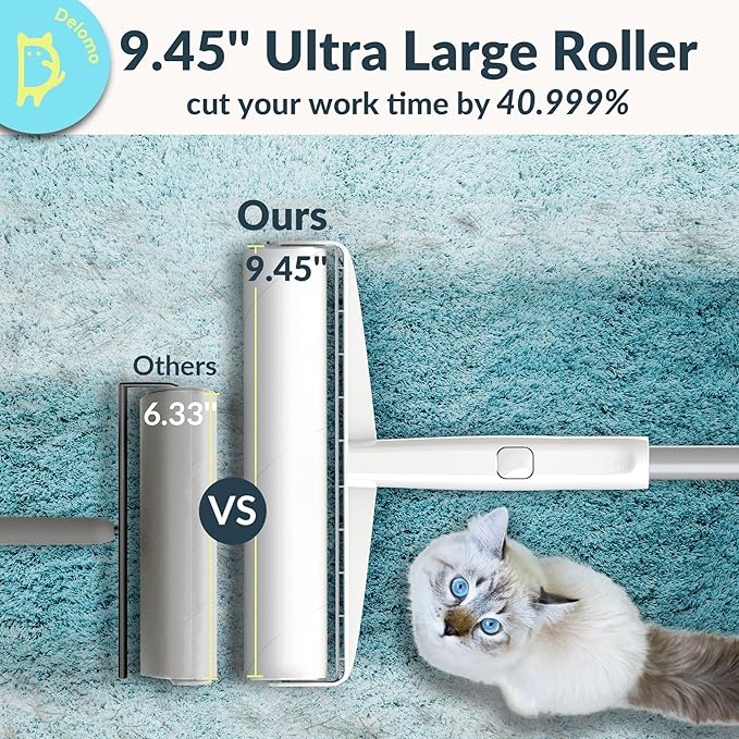 Lint Roller Refills (6 Pack, 540 Sheets) – DELOMO 9.45 in Large Lint Roller Refill, Compatible Only with DELOMO Floor Lint Roller, for Cleaning Carpets, Cars, Clothing & Pet Hair