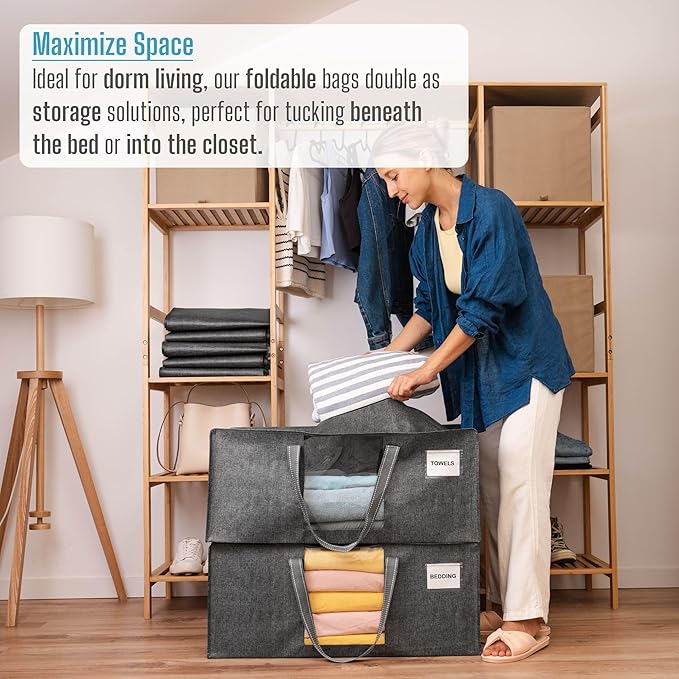 VENO 6 Pack Moving Bags Extra Large Storage Bags for College Move-In, Heavy-Duty Storage Totes, Packing Boxes, and Wardrobe Moving Supplies - Durable Laundry Bags for Clothes (Gray w/Window, 6 Pack)