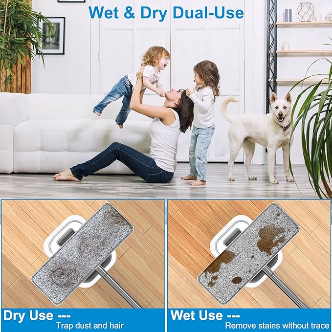 2pcs Microfiber Mop Pads, Mop Head Replacement for Joymop, Mop Pads Washable Microfiber, Flat Mop Spray Mop Replacement Pads for Universal 13” Inch Flat Mop, Reusable Mop Pads, Cleaning Accessories