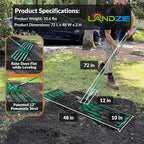 Landzie AeroLeveler - The Lawn Leveling Rake That Never Flips - Patented 48" inch Wide Pneumatic Lawn Level for Yard, Dirt, Soil, Sand, Provides Stability and Control (Pneumatic 48" Leveling rake)