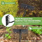 Manual Weeder Tool,6 Tines Garden Weeding Rake with Sharp Blade,55 Inch Long Handle,Heavy Duty Stand Weeding Tool for Weeding Loosening Soil Gathering Leaf Leveling Thatch Rake