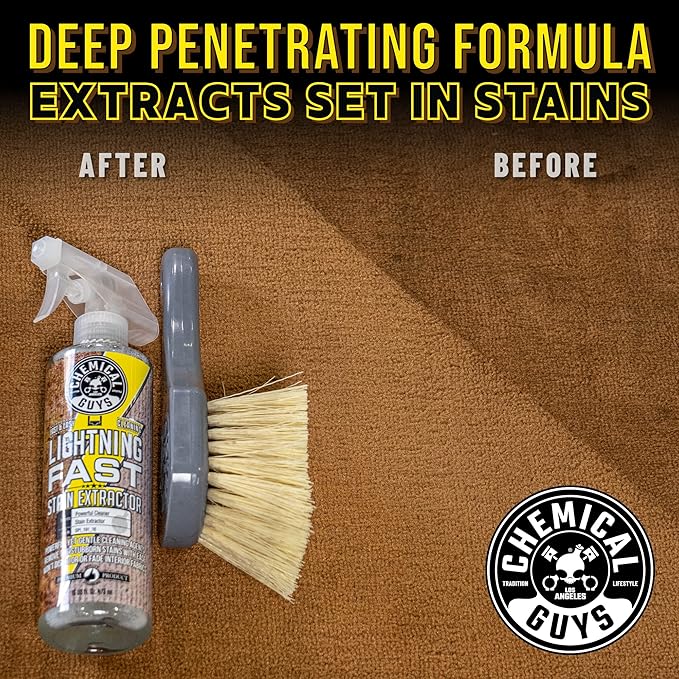 Chemical Guys Lightning Fast Carpet and Upholstery Stain Extractor - Fabric, Upholstery, and Carpet Cleaner, Safe for Cars, Home, Office, Furniture, and More, Unscented- 16 oz