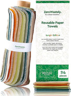 Reusable Paper Towels - Value Pack of 24 Paperless Paper Towels! - 100% Cotton, Super Soft, Absorbent, Washable and Made To Last