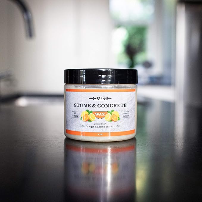 CLARK’S Natural Stone Wax - Seal and Protect Soapstone, Slate and Concrete with Carnauba and Beeswax - Use on Kitchen and Bath Countertops - Enriched with Lemon and Orange Extract, Large 32oz