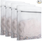 Laundry Bags 4 Pcs Mesh - 12 x 16 Inches, Durable Zipper Mesh Wash Bags for Delicates & Traveling