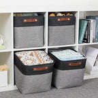HNZIGE Fabric Cube Storage Baskets Bins Cube Baskets 11x11, Set of 4, Foldable Storage Cube Bin Baskets for Shelves with Handles, Bins for Cube Organizer Home Toy Nursery Closet Bedroom(Black White)