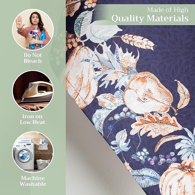 Maison d' Hermine Kitchen Towels Set of 3 100% Cotton 27.50" x 20" Reusable Cloth Tea Dish Towels Absorbent with Hanging Loop for Kitchen, Home, Dining, Cocktail Parties (Pumpkin Blues)