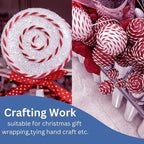 Red and White Organic Twine Cotton String - 200 Feet Wrapping, Baking, Butcher, Crafts, DIY Projects, Easter, Christmas