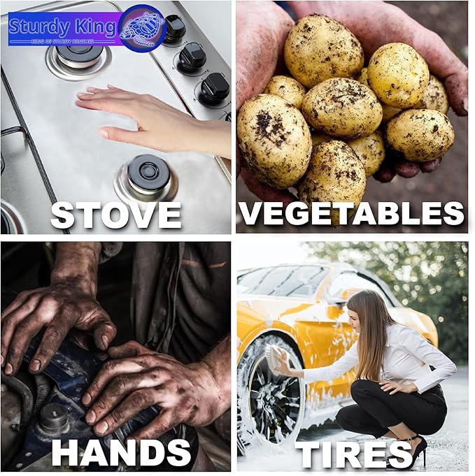 Scrub Brush Unbreakable Handle 6" White, Stiff Heavy-Duty Bristles Tough on Baked-on Grime Dishes Pots Grill Tub Shower Bathroom Tile Grout Floor Concrete Tires Carpet Unbreakable Handle