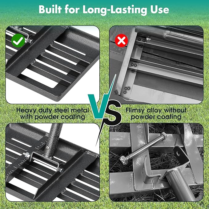 Lawn Leveling Rake,30x10 Inch Ground Plate,72 Inch Adjustable Long Handle Yard Level Tool with Curved Edge,Heavy Duty Large Landscaping Lawn Leveler for Grass, Golf Field, Soil Sand Dirt Spreader