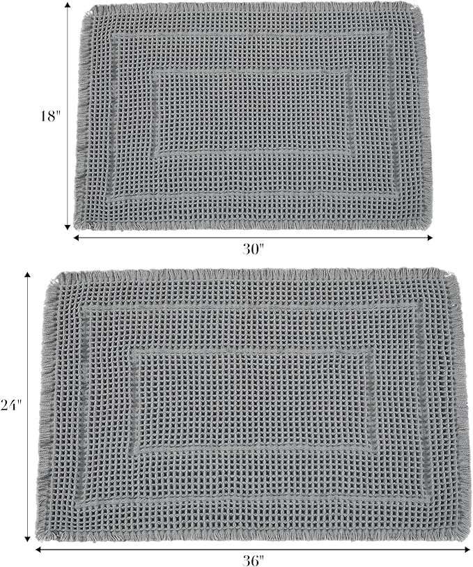 Bath Mats for Bathroom Non Slip,Waffle Luxury Bath Mat,Machine Washable Bath Mat for Shower,Ultra Soft Bathmat,Gray,17" x 24"