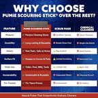 6-Pack PUMIE HDW Scouring Stick for Toilet Bowl Cleaning, Cleans Toilet Bowl Hard Water Rings, Buildups, Rust & Tough Stains, Perfect Pumice Stone for Cleaning Bathtub, Pools, Kitchens, Sinks & Grills