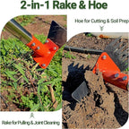 2-in-1 Garden Hoe and Weed Puller Rake, 60 Inch Adjustable Long Handle Weeding Tool Heavy Duty Spring Steel Head with Sand Grain Coating, Weed Remover for Garden, Yard, Lawn, Driveway