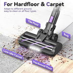 DEVOAC S10 Cordless Vacuum Cleaner, 45Kpa 50mins Lightweight Stick Vacuum with Powerful Suction for Home, Rechargeable, Self-Standing, Handheld Vacuum Cleaners for Hardwood Floors, Carpets Violet