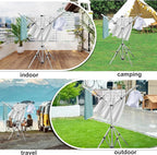 Outdoor Drying Rack with 4-arm Telescopic Aluminum Drying Rack Fixed with Ground Nails, 28 Drying Ropes, 65 Feet Large Capacity Windproof Rotating Umbrella Style Clothes Drying Rack