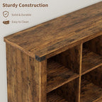 GarveeHome 8 Cube Storage Organizer Bookshelf, 3 Tier Farmhouse Horizontal Bookcase, 62 Inch Wood Storage Bookcase for Entryway, Long Low Bookshelves for Living Room-Retro Brown