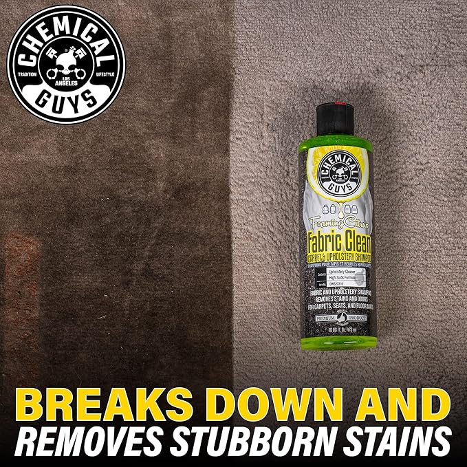 Chemical Guys Foaming Citrus Fabric Clean Carpet and Upholstery Cleaner - For Car Carpets, Seats, and Floor Mats, Safe for Cars, Home, Office, and More, Citrus Scent - 16 oz
