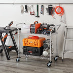 Finnhomy 2-Tier Commercial Grade Rolling Cart, Heavy Duty Utility Cart, Carts with Wheels and Handles, Kitchen Cart on Wheels, Metal Serving Cart with 500 lbs Capacity, Shelf Size 20" D x 36" W, NSF