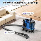Carpet Cleaner Machine - 18Kpa, Portable Upholstery Spot Cleaner Machine with Dual BrushHeads, Easy Move, Deep Cleaning Machine for Furniture, Couch, Stairs, Car and Pet Stain, Blue