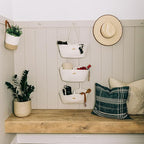 OrganiHaus White 3-Tier Wall Hanging Baskets for Organizing, Hanging Storage Basket, Over the Door Basket Organizer, Wall Mounted Basket for Nursery Organization, Hanging Baskets for Nursery Decor