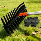 15" Heavy Duty Thatch Rake - Different Two-Row 29 Tines Metal Dethatcher with Strong Adjustable Handle for Lawn Yard Leaf Weed Removal & Soil Loosening