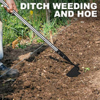 Warren Hoe, Carbon Steel Triangle Garden Hoe with Stainless Steel 57" Adjustable Long Handle, Heavy Duty Gardening Hand Tools Hoe for Ridging Weeding Digging Loosening Edging Soil, Balck