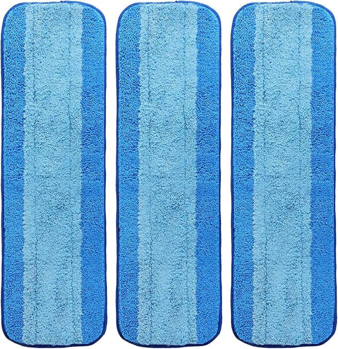 3 Pack Microfiber Cleaning Pads for Bona Mop, Hardwood & Hard Surface Floors Replacement Cleaning Mop Pads, Reusable Microfiber Mop Pads for 18 Inch Mop, Over 500 Machine Washes