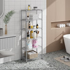 5 tire Shelves Storage Wire Shelving Unit Metal Shelf Adjustable Organizers Storage Shelving with Wheels for Bathroom Laundry Room Kitchen Pantry12”D x 22”W x 69”H Silver