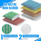 Honeydak 24 Pack Non Scratch Scrubbing Sponges Dish Pads for Washing Dishes 6 Color Kitchen Washing Scrubbing Sponges for Hard Surface Tools Dishes, Pans, Pots, Microwaves, Ovens, Shoes