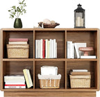 ChooChoo 6 Cube Storage Organizer, Wooden Bookcase with Storage, Cube Storage Bookshelf for Bedroom and Home Office, Brown Walnut