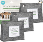 Moso Natural Air Purifying Bag 300g (10.58oz) Premium Bamboo Charcoal Odor Absorber for Home & Pet | Closet Odor Eliminator & Small Room Deodorizer | Charcoal Bags Last 2 Years | Unscented (3 Pack)