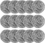 15 Pack Steel Wool Scrubber, Metal Kitchen Scrubbing Sponges, Dishwashing Scouring Pads Heavy Duty, Premium Stainless Steel Scrubbers for Cleaning Dishes Pots and Pans Bathroom Oven (Sliver) by VOPTON
