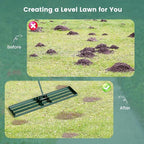Goplus Lawn Leveling Rake, 46" x 10" Heavy Duty Level Lawn Tool w/ Ergonomic Handle for Soil, Effort-Saving Landscape Rake for Garden, Backyard, Golf Course, Farm, Pasture