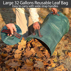 Leaf Rake, 11 Tines 9" Wide Metal Garden Rake for Leaves with 32 Gallon Leaf Bags and Scoops, Small Lawn Collapsible Yard Rakes for Camping Mulch Shrub Long Handle 30-70