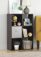 Whitmor 6 Cube Storage Organizer, 3 Tier Stackable Mdf Wood Bookcase, Open Storage Display Bookshelf, Storage Cabinet for Living Room, Bedroom, Home, Office, 23.7"L x 11.7"W x 35.2"H, Black