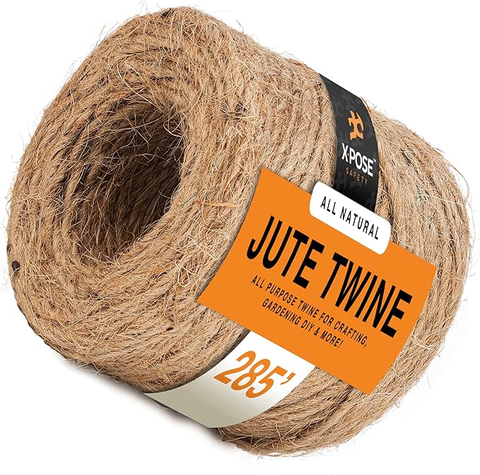 Jute Twine - 1 Ply Brown Roll 285 Feet Natural Jute String for Crafts, Packaging, Wrapping, Decorative Rope Cord for Hanging Ornaments