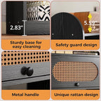 IRONCK 6 Tier Bookshelf and Bookcase with 2 Rattan Design Flip-top Storage Cabinets, 8 Cube Bookcases Display Storage Shelves Organizer for Living Room, 43.3" Black