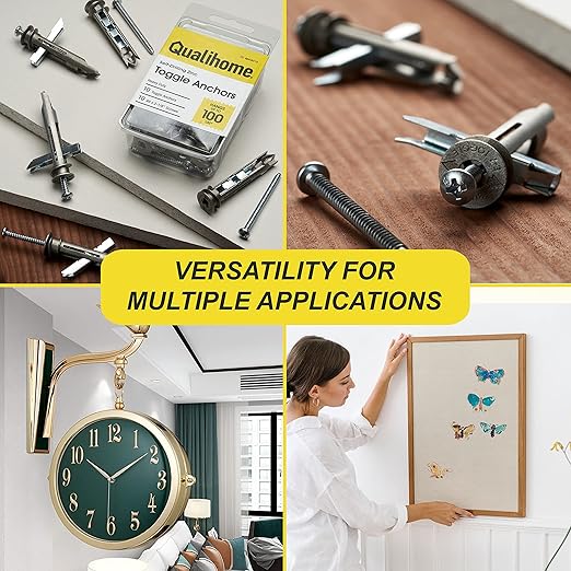 Heavy Duty Drywall Anchors and Screws Kit Including Self-DrillingToggle Anchors & Screws - Durable Zinc Self Drilling Drywall Anchors for Hanging Pictures & More